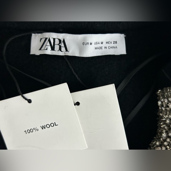 NWT Zara Jacket | ZARA 100% WOOL BEADED CARDIGAN/ JACKET (Size: M) - Picture 5 of 16
